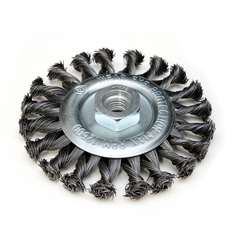 Szczotka druciana tarczowa stalowa 115mm, M14, drut skręcany