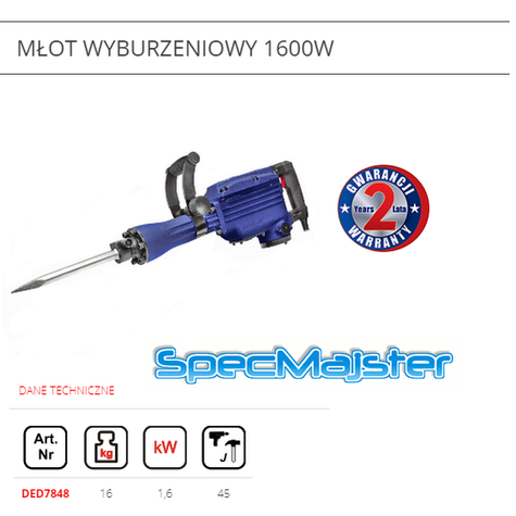 DEDRA Młot wyburzeniowy 1600W DED7848