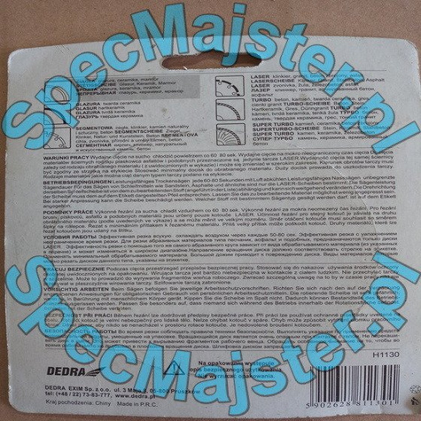 DEDRA TARCZA DIAMENTOWA DO CIĘCIA I SZLIFOWANIA 110 mm/22,2 - H1130