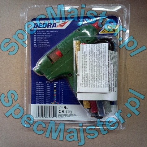 DEDRA Pistolet do Kleju na Gorąco DED7550 + 4 sztuki kleju brokat