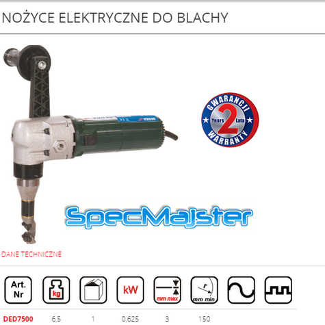 DEDRA Nożyce elektryczne do blachy DED7500