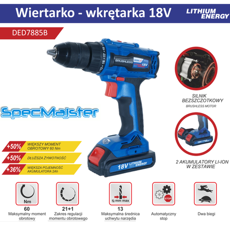 DEDRA Wiertarko - wkrętarka 18V DED7885B