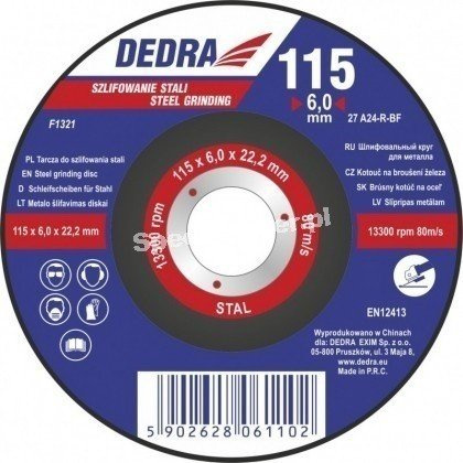 DEDRA Tarcza do szlifowania stali TYP 27, F1322