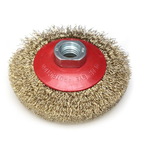 Szczotka druciana tarczowa mosiądzowana 100mm, M14
