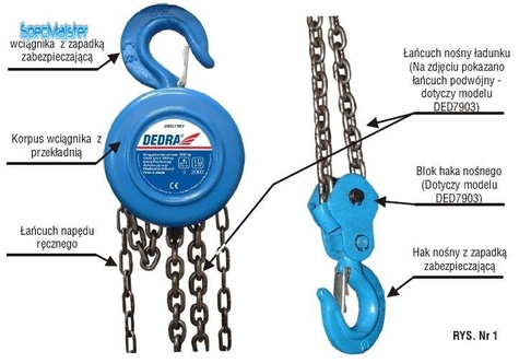DEDRA wciągarka łańcuchowa DED7901 udźwig 1000kg