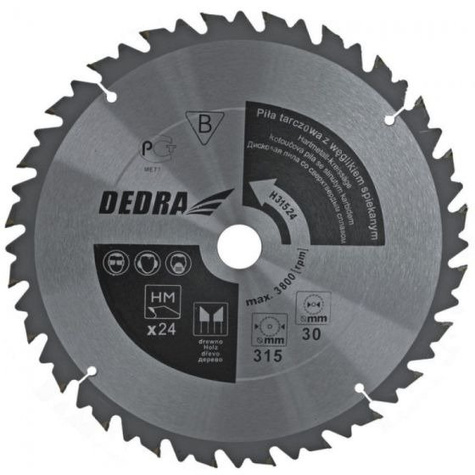 DEDRA PIŁA TARCZOWA Z PŁYTKAMI WĘGLIKOWYMI DO DREWNA 350x 24 x 30 - HL35024