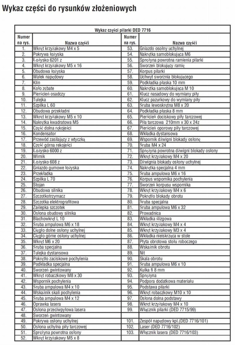 DEDRA Części zamienne do DED7716.