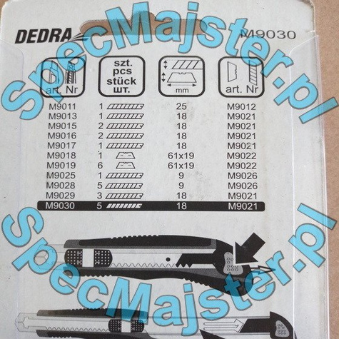 Dedra Nóż 18 mm , do papieru i kartonu auto-wymiana ostrza, 5 ostrzy uchwyt gumowy M9030