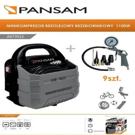 Kompresor bezzbiornikowy 1,1kW + 9 szt. akcesorii A077012